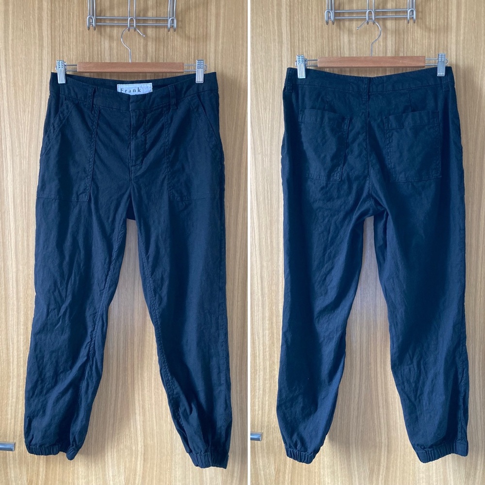 Frank & Eileen Jameson Jogger Black Linen Size 6